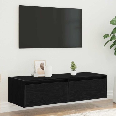 vidaXL Έπιπλο Τηλεόρασης με LED Μαύρη βελανιδιά 100X35,5x25cm