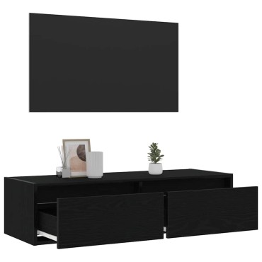 vidaXL Έπιπλο Τηλεόρασης με LED Μαύρη βελανιδιά 100X35,5x25cm