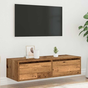 vidaXL Έπιπλο Τηλεόρασης με LED Όψη Παλαιού Ξύλου 100X35,5x25cm