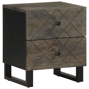 vidaXL Κομοδίνα 2 τεμ. Μαύρα 40x33x46cm από Μασίφ Ξύλο Μάνγκο
