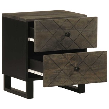vidaXL Κομοδίνα 2 τεμ. Μαύρα 40x33x46cm από Μασίφ Ξύλο Μάνγκο