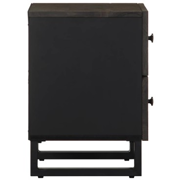 vidaXL Κομοδίνα 2 τεμ. Μαύρα 40x33x46cm από Μασίφ Ξύλο Μάνγκο