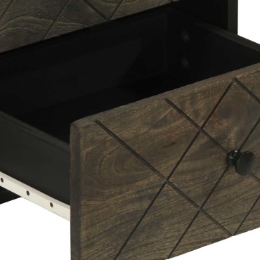 vidaXL Κομοδίνα 2 τεμ. Μαύρα 40x33x46cm από Μασίφ Ξύλο Μάνγκο