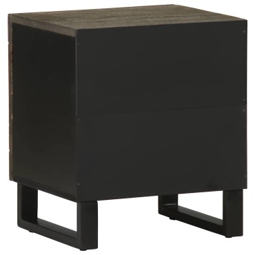 vidaXL Κομοδίνα 2 τεμ. Μαύρα 40x33x46cm από Μασίφ Ξύλο Μάνγκο