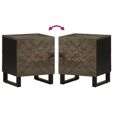 vidaXL Κομοδίνα 2 τεμ. Μαύρα 40x33x46cm από Μασίφ Ξύλο Μάνγκο