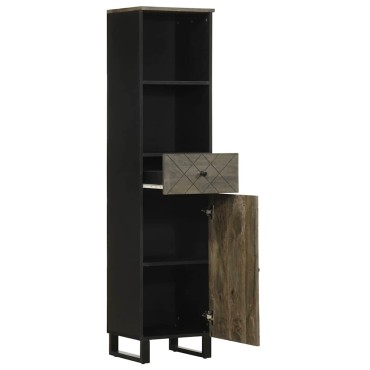 vidaXL Ντουλάπι Μπάνιου Μαύρο 38x33x160cm από Μασίφ Ξύλο Μάνγκο
