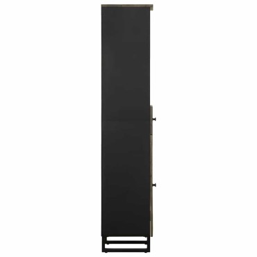vidaXL Ντουλάπι Μπάνιου Μαύρο 38x33x160cm από Μασίφ Ξύλο Μάνγκο
