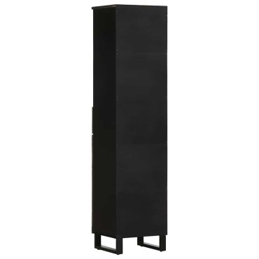vidaXL Ντουλάπι Μπάνιου Μαύρο 38x33x160cm από Μασίφ Ξύλο Μάνγκο
