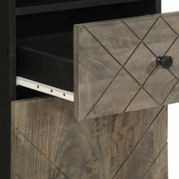 vidaXL Ντουλάπι Μπάνιου Μαύρο 38x33x160cm από Μασίφ Ξύλο Μάνγκο