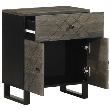 vidaXL Κομοδίνο Μαύρο 50x33x60cm από Μασίφ Ξύλο Μάνγκο 1 τεμ.