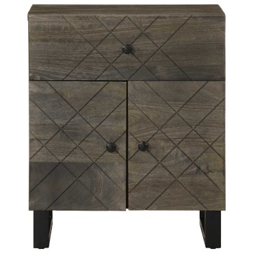 vidaXL Κομοδίνο Μαύρο 50x33x60cm από Μασίφ Ξύλο Μάνγκο 1 τεμ.