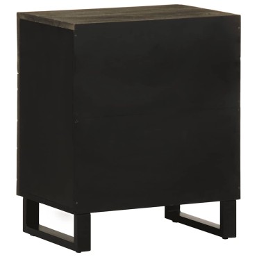 vidaXL Κομοδίνο Μαύρο 50x33x60cm από Μασίφ Ξύλο Μάνγκο 1 τεμ.