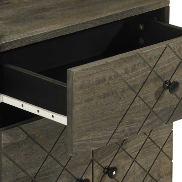 vidaXL Κομοδίνο Μαύρο 50x33x60cm από Μασίφ Ξύλο Μάνγκο 1 τεμ.