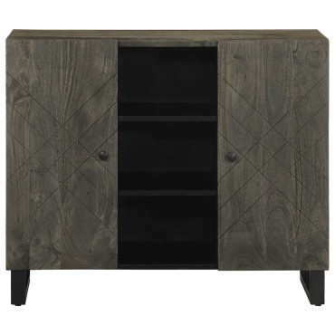 vidaXL Σκευοθήκη μαύρο 90x33x75cm μασίφ ξύλο Μάνγκο