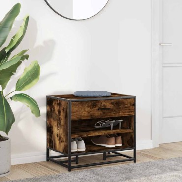 vidaXL Πάγκος παπουτσιών Δρυς Καπνιστό 60x40x53,5cm Επεξεργασμένο ξύλο 1 τεμ.