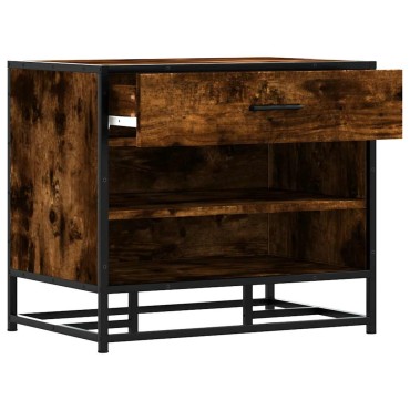 vidaXL Πάγκος παπουτσιών Δρυς Καπνιστό 60x40x53,5cm Επεξεργασμένο ξύλο 1 τεμ.