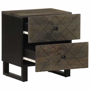 vidaXL Κομοδίνο Μαύρο 40x33x46cm από Μασίφ Ξύλο Μάνγκο 1 τεμ.