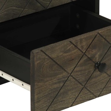vidaXL Κομοδίνο Μαύρο 40x33x46cm από Μασίφ Ξύλο Μάνγκο 1 τεμ.