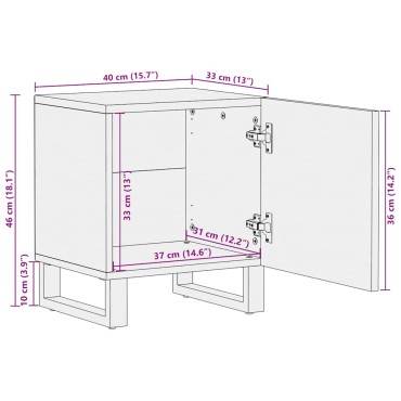 vidaXL Κομοδίνο Μαύρο 40x33x46cm από Μασίφ Ξύλο Μάνγκο 1 τεμ.