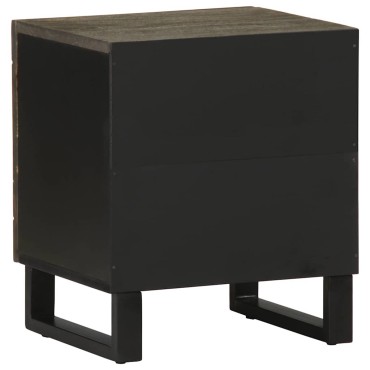 vidaXL Κομοδίνο Μαύρο 40x33x46cm από Μασίφ Ξύλο Μάνγκο 1 τεμ.