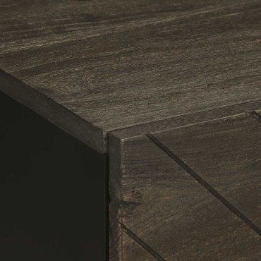 vidaXL Κομοδίνο Μαύρο 40x33x46cm από Μασίφ Ξύλο Μάνγκο 1 τεμ.