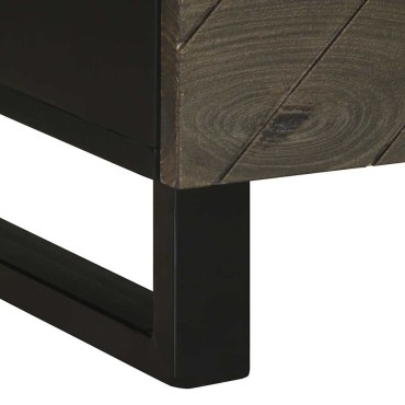 vidaXL Κομοδίνο Μαύρο 40x33x46cm από Μασίφ Ξύλο Μάνγκο 1 τεμ.