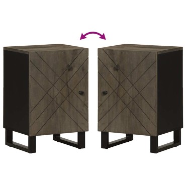 vidaXL Ντουλάπι Μπάνιου Μαύρο 38x33x58cm από Μασίφ Ξύλο Μάνγκο