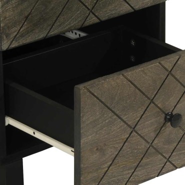 vidaXL Σκευοθήκη μαύρο 40x33x75cm μασίφ ξύλο Μάνγκο