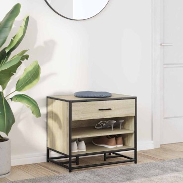 vidaXL Πάγκος παπουτσιών Δρυς sonoma 60x40x53,5cm Επεξεργασμένο ξύλο 1 τεμ.