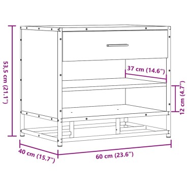 vidaXL Πάγκος παπουτσιών Δρυς sonoma 60x40x53,5cm Επεξεργασμένο ξύλο 1 τεμ.