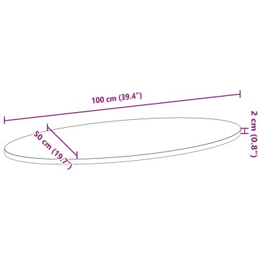 vidaXL Επιτραπέζια επιφάνεια Ανοιχτό Καφέ 100x50x2cm Ξύλο Δρυός Οβάλ