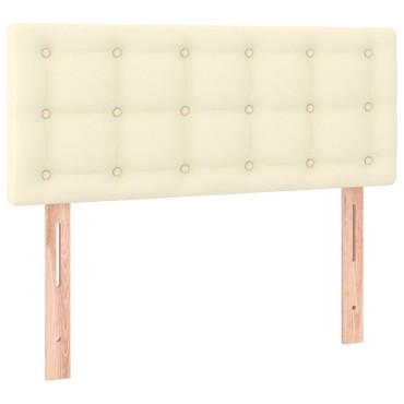 vidaXL Κρεβάτι Boxspring με Στρώμα Κρεμ 100x200εκ. από Συνθετικό Δέρμα