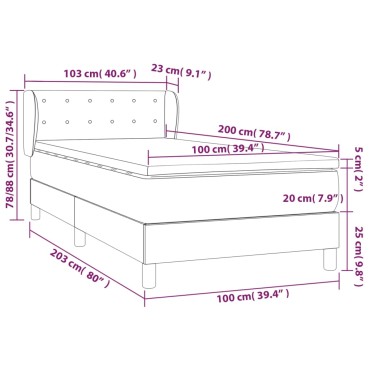 vidaXL Κρεβάτι Boxspring με Στρώμα Κρεμ 100x200εκ. από Συνθετικό Δέρμα