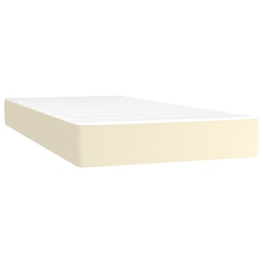 vidaXL Κρεβάτι Boxspring με Στρώμα & LED Κρεμ 100x200cm Συνθ. Δέρμα 1 τεμ. - Μονό