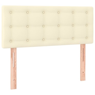 vidaXL Κρεβάτι Boxspring με Στρώμα & LED Κρεμ 100x200cm Συνθ. Δέρμα 1 τεμ. - Μονό