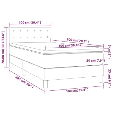 vidaXL Κρεβάτι Boxspring με Στρώμα & LED Κρεμ 100x200cm Συνθ. Δέρμα 1 τεμ. - Μονό