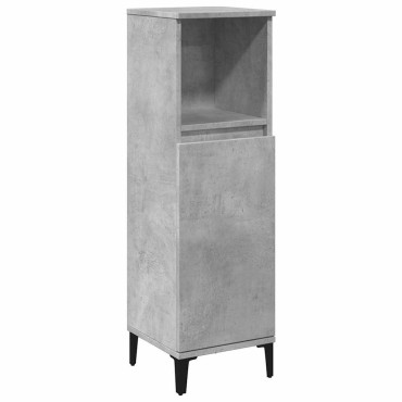 vidaXL Ντουλάπι Μπάνιου Γκρι Σκυροδέματος 30x30x100cm Επεξ. Ξύλο 1 τεμ.