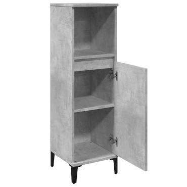 vidaXL Ντουλάπι Μπάνιου Γκρι Σκυροδέματος 30x30x100cm Επεξ. Ξύλο 1 τεμ.