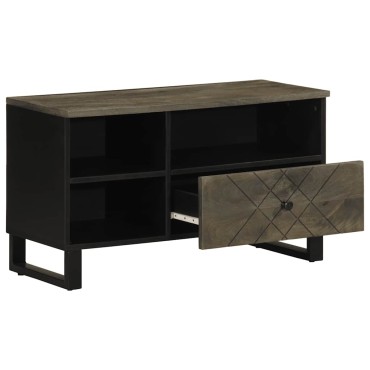 vidaXL Έπιπλο Τηλεόρασης Μαύρο 80x33x46cm από Μασίφ Ξύλο Μάνγκο 1 τεμ.