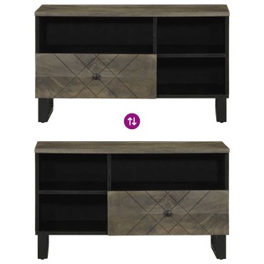 vidaXL Έπιπλο Τηλεόρασης Μαύρο 80x33x46cm από Μασίφ Ξύλο Μάνγκο 1 τεμ.