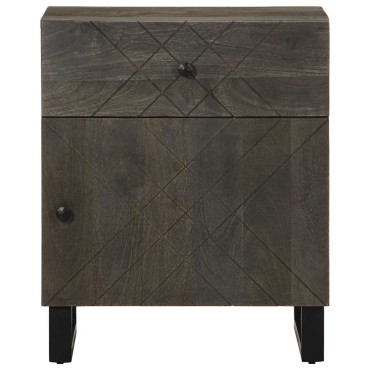 vidaXL Κομοδίνο Μαύρο 50x33x60cm από Μασίφ Ξύλο Μάνγκο 1 τεμ.