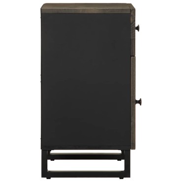 vidaXL Κομοδίνο Μαύρο 50x33x60cm από Μασίφ Ξύλο Μάνγκο 1 τεμ.