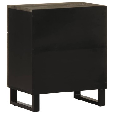 vidaXL Κομοδίνο Μαύρο 50x33x60cm από Μασίφ Ξύλο Μάνγκο 1 τεμ.