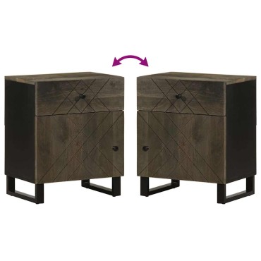 vidaXL Κομοδίνο Μαύρο 50x33x60cm από Μασίφ Ξύλο Μάνγκο 1 τεμ.