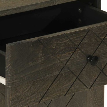 vidaXL Κομοδίνο Μαύρο 50x33x60cm από Μασίφ Ξύλο Μάνγκο 1 τεμ.