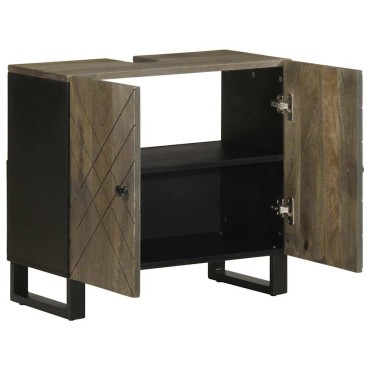 vidaXL νιπτήρας ντουλάπι μαύρο 62x33x58cm μασίφ ξύλο Μάνγκο