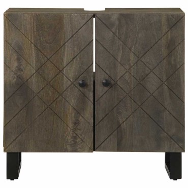 vidaXL νιπτήρας ντουλάπι μαύρο 62x33x58cm μασίφ ξύλο Μάνγκο