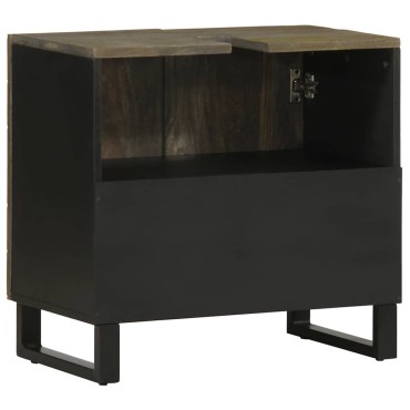 vidaXL νιπτήρας ντουλάπι μαύρο 62x33x58cm μασίφ ξύλο Μάνγκο