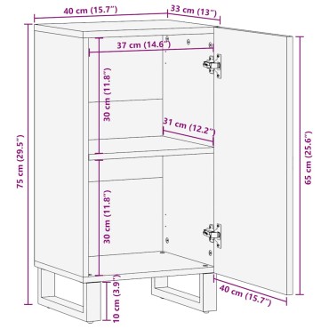 vidaXL Σκευοθήκη μαύρο 40x33x75cm μασίφ ξύλο Μάνγκο