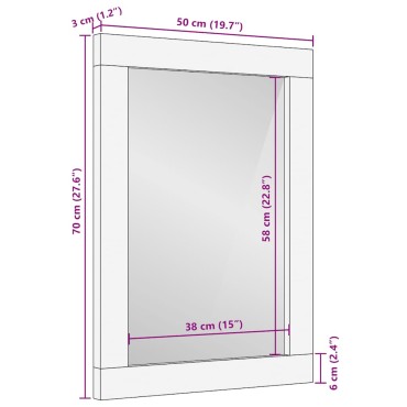 vidaXL Καθρέφτης μπάνιου γκρι 50x3x70cm από μασίφ ξύλο Μάνγκο